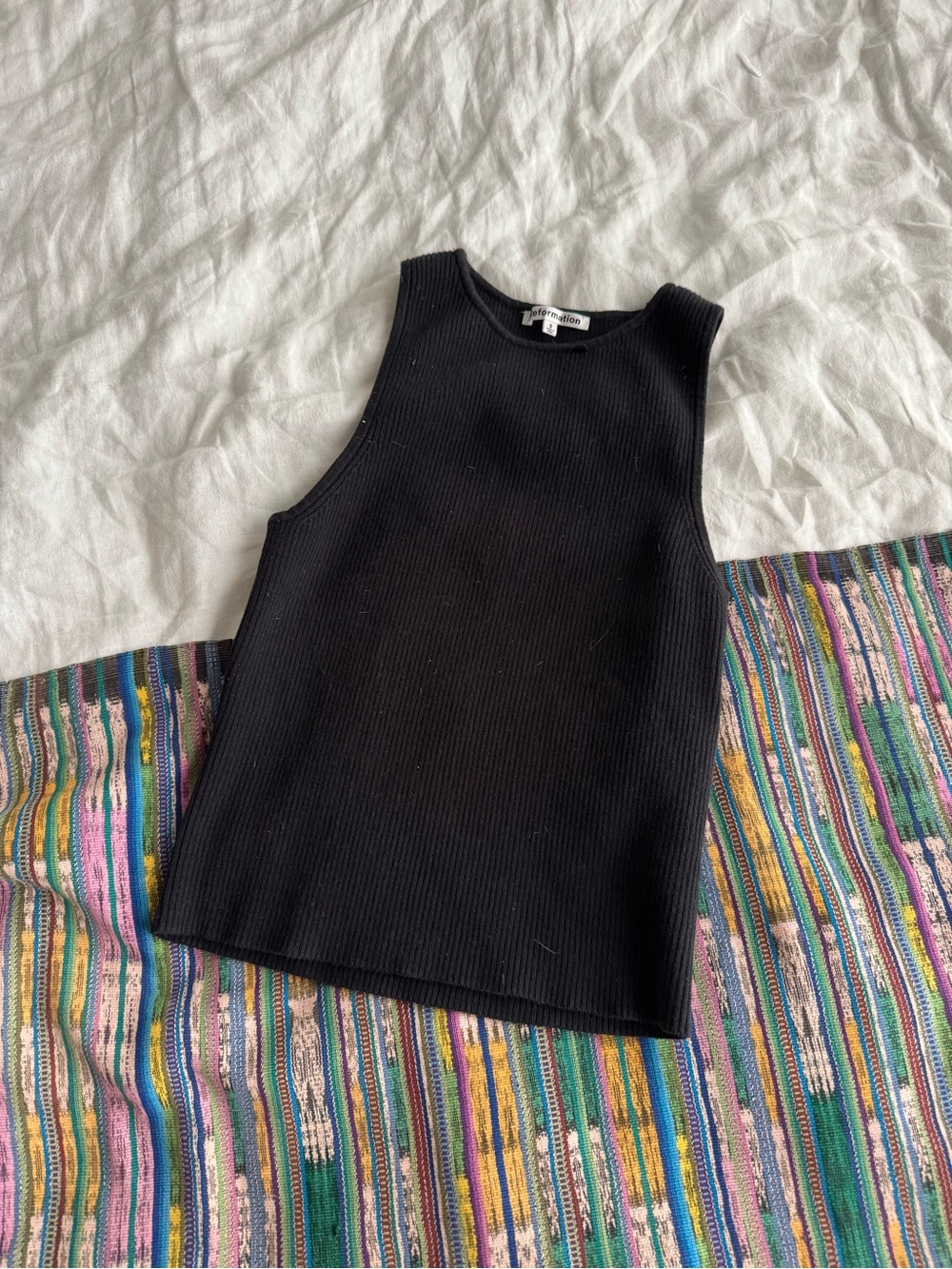 Reformation Black Ribbed Tank Top